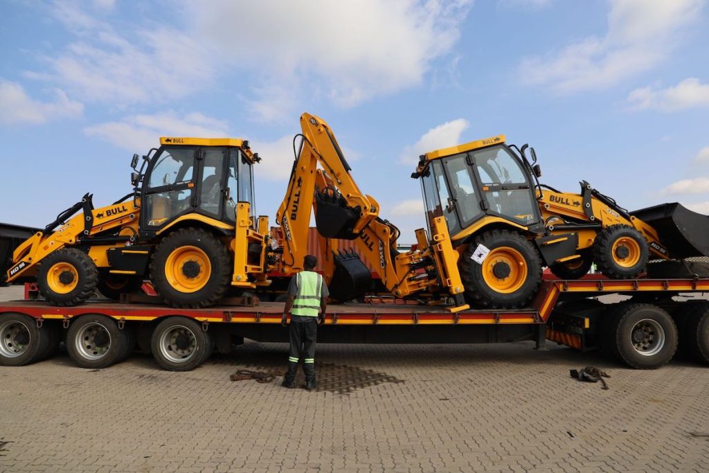 Specialised vehicles transporting oversized equipment for multi load transport in Southern Africa.